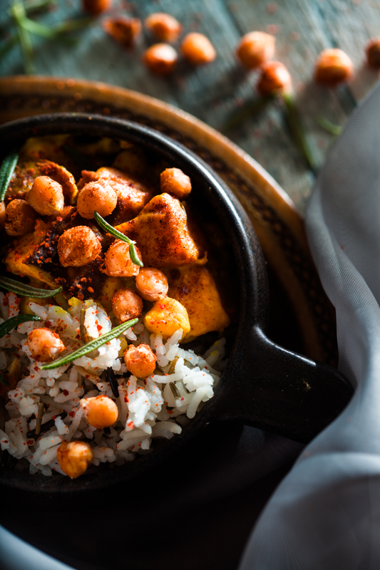 Curry with a twist: Roasted Sweet Potatoes and Chickpeas
