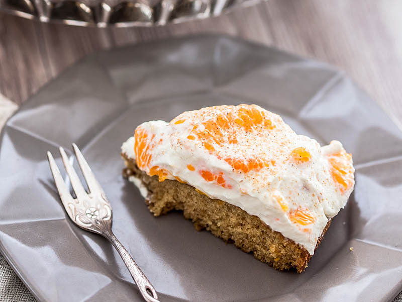 Fanta Cake Recipe for a fluffy, soft and moist birthday cake with mandarins and sour cream. #cake #baking #cream #birthday