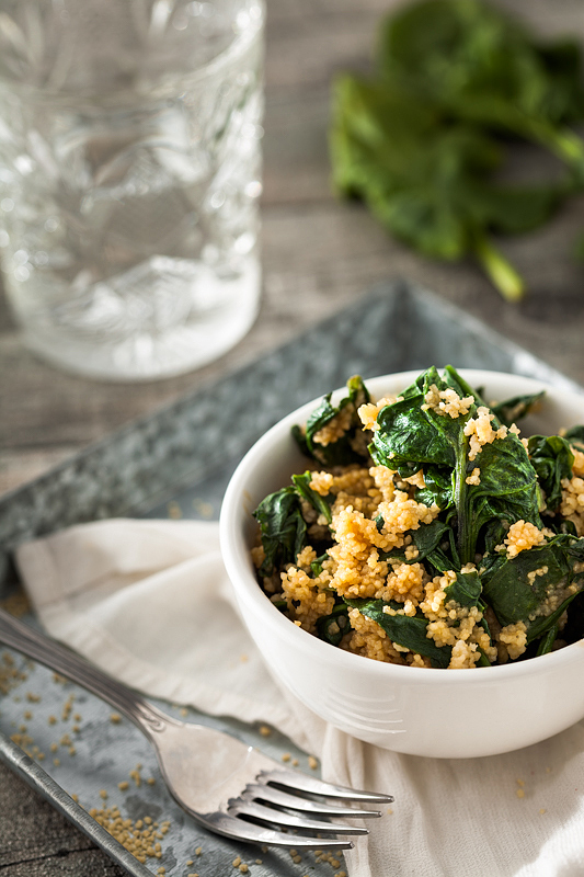 1 pot, 5 ingredients, no chopping, few dishes. Get this recipe for couscous with spinach and peanut sauce on Purple Avocado.