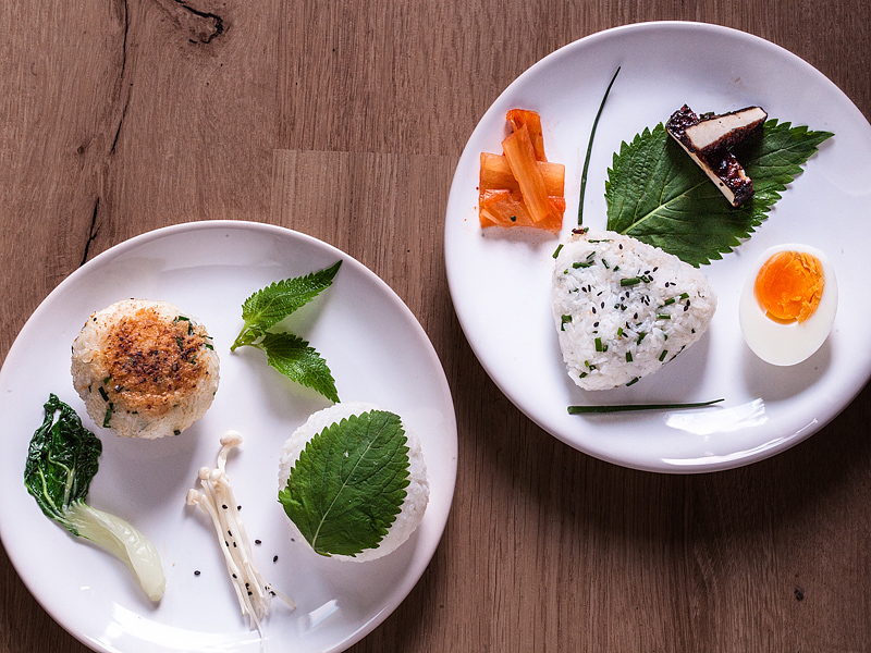 Basic Ramen And Onigiri With June Purple Avocado