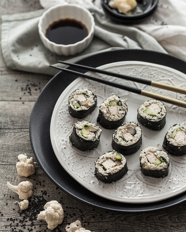 Veganes Low Carb Blumenkohl Sushi Purple Avocado