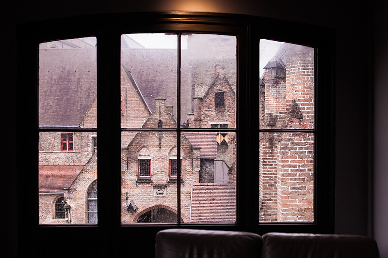 View out of the windows of Old St. Johns Hospitel in Bruges, Belgium