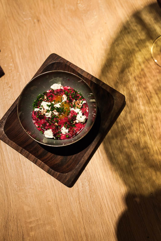 Creamy beet root risotto at the Hygge Restaurant