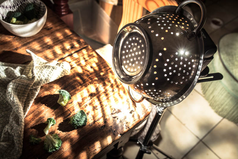 Sometimes your kitchen utilities such as the strainer also make great light shapers for your photographic experiments.