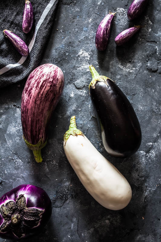 Dutch aubergines / Dutch egg plants in different sizes, shapes and colours